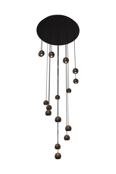 Lucide MONTANA - Pendant light - LED Dim. - CCT - 16x5,7W 2700K/4000K - Suitable for double-height spaces and high ceiling - Coffee - Premium